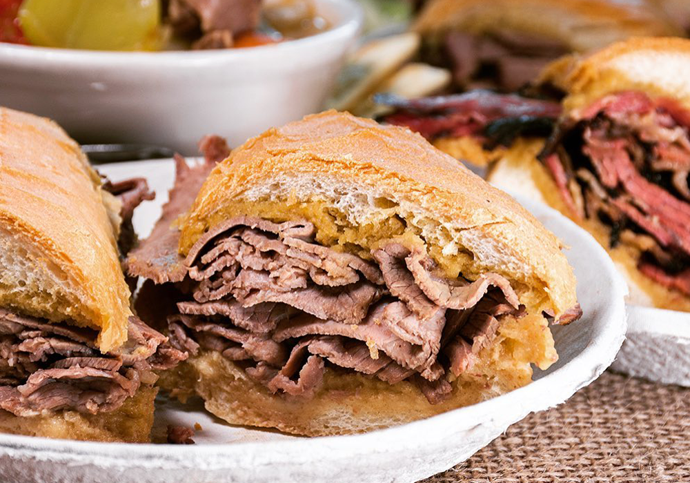 Philippe The Original's iconic French Dipped Sandwich in Chinatown, LA.