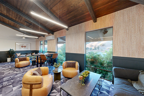 Clubroom with lounge furniture.